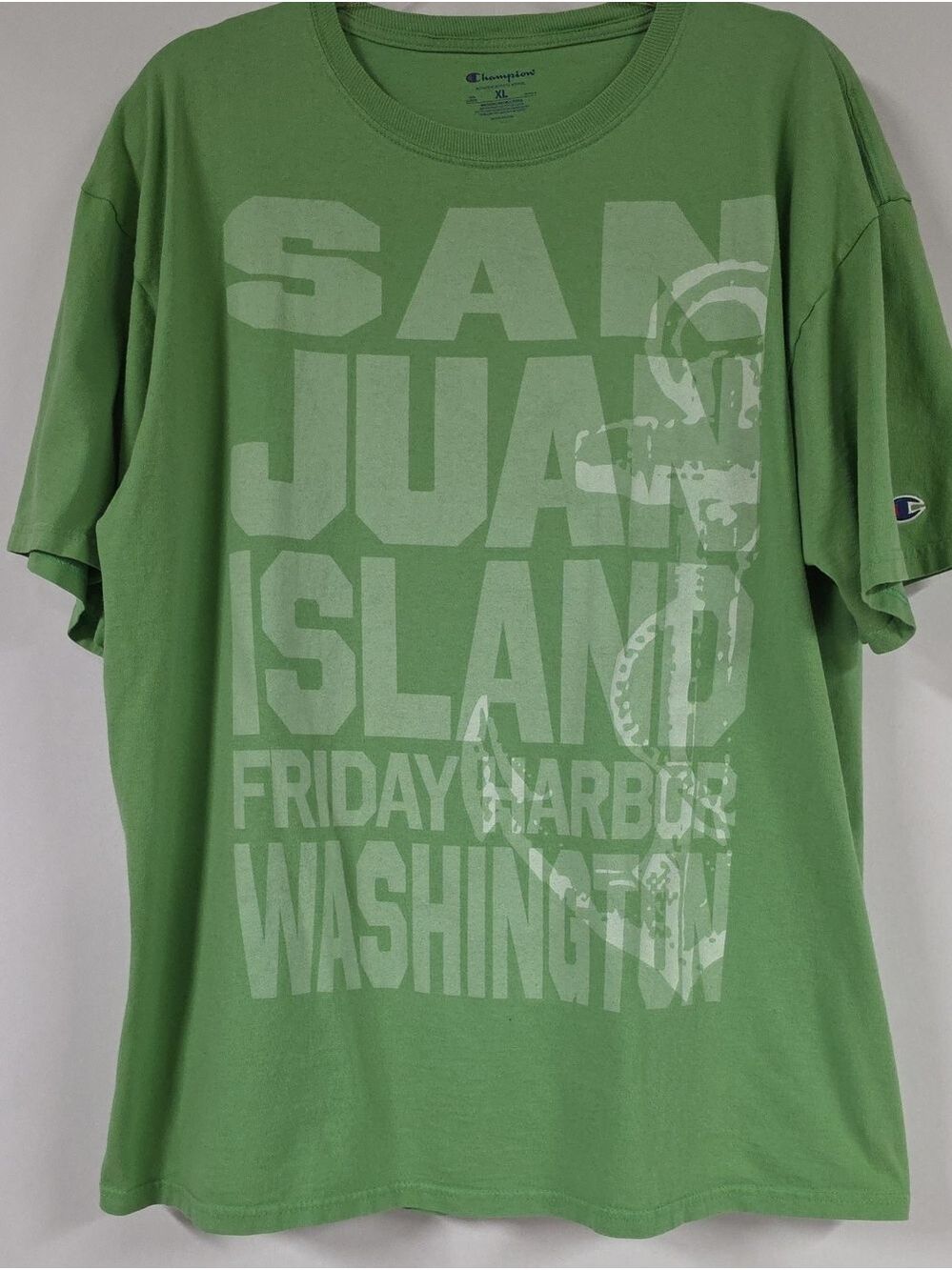 Champion San Juan Island Friday Harbor WA Green T-Shirt, Size XL